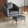 Velvet Accent Chair Set Barrel Chair with Ottoman Modern Club Chair Reading Armchair with Lumbar Pillow - 2 of 4