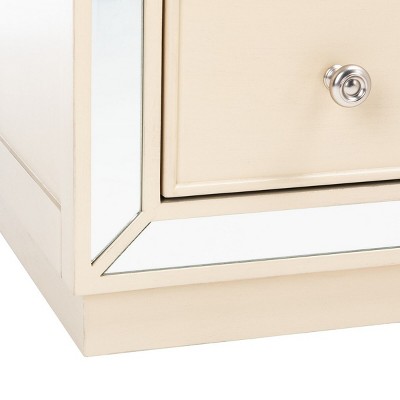 Antique Beige 3-Drawer Mirrored Night Table