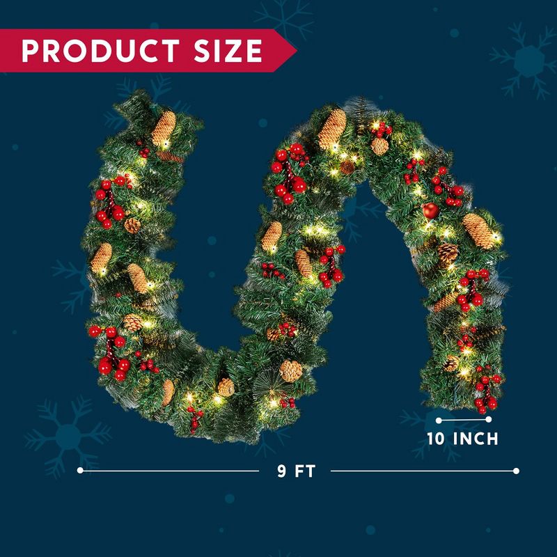 Joiedomi 9Ft Christmas Garland Prelit with 50 Lights, 5 of 6