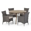 Christopher Knight Home Albury Outdoor Acacia Wood and Wicker 5 Piece Dining Set with Cushion - 2 of 4