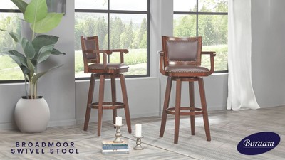Cappuccino Finish Swivel Bar Stool with Faux Leather Upholstery