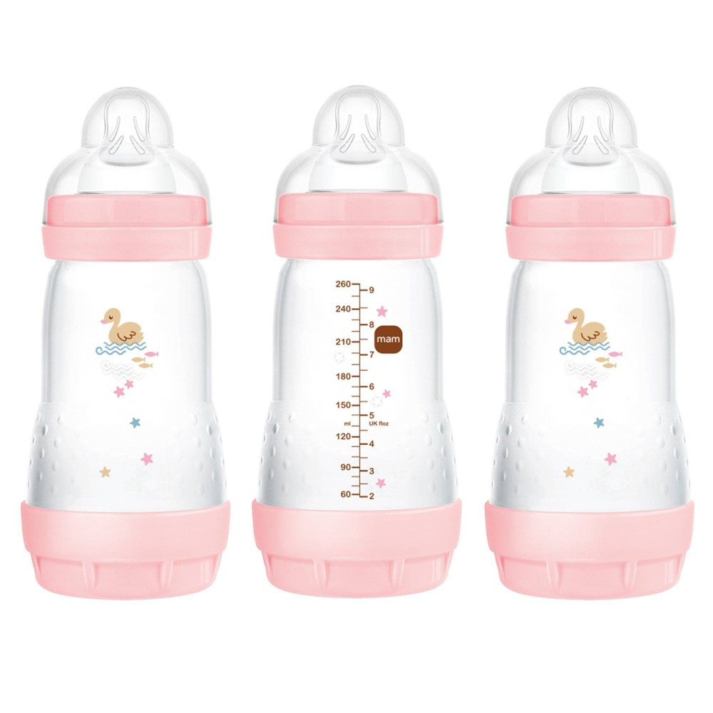 Photos - Baby Bottle / Sippy Cup MAM Easy Start Anti-Colic Baby Bottles 2m+ - 9oz/3pk - Girl 