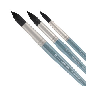 Mimik Professional Watercolor Brushes - XL Round Set of 3  - Synthetic Squirrel Hair - Natural Bristle Artist Brushes for Watercolors, Gouache & - 1 of 4