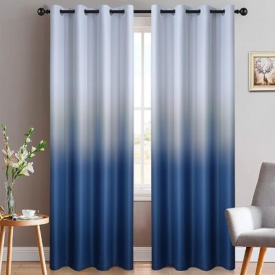 Yakamok Gradient Color Ombre Curtains (Blue, 52x96 Inch, Set of 2)