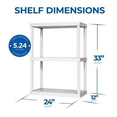 White 3-Shelf Lightweight Plastic Storage Unit