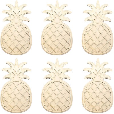 Wooden Cutouts for Crafts, Wood Pineapple Cutout (5.5 x 10 in, 6-Pack)