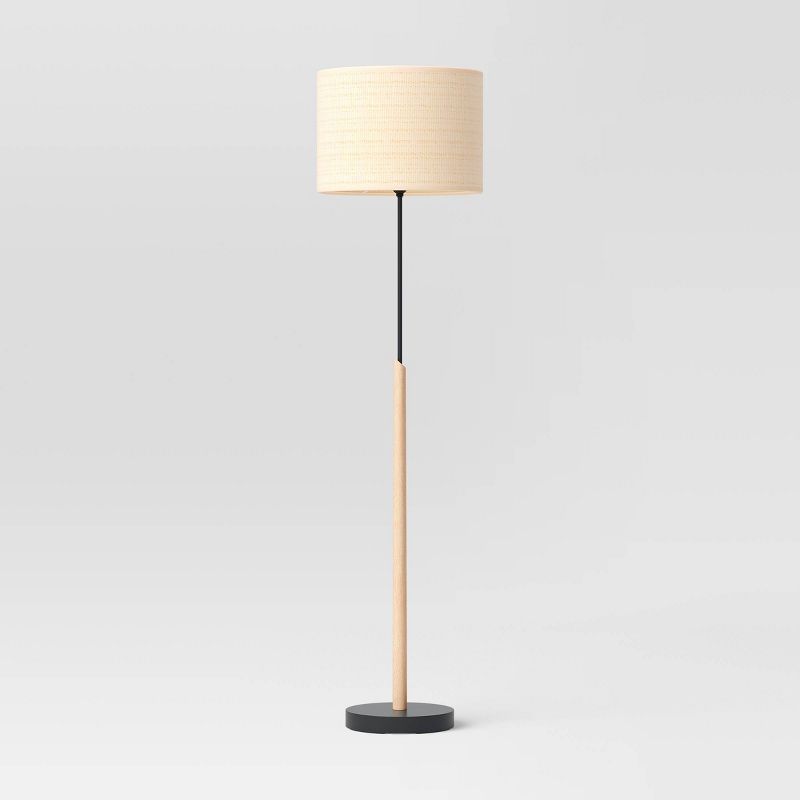 Stick Floor Lamp Natural/Black Wood/Metal  (Includes LED Light Bulb) - Threshold&#8482;, 1 of 10