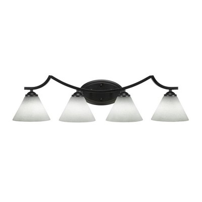 Toltec Lighting Zilo 4 - Light Vanity in  Matte Black with 7" White Muslin Shade