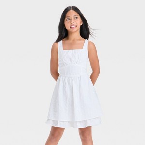Girls' Ruched Fit & Flare Empire Waist Mini Dress - art class™ - 1 of 3