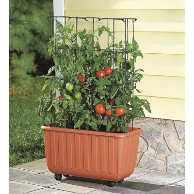 Plow & Hearth - Self-Watering Rolling Tomato Planter and Rust-Resistant Support Tower