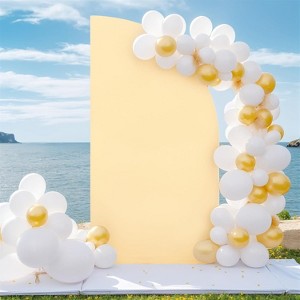 Half Moon Arch Cover Backdrop Wedding Arch Backdrop Stand Cover Fitting Backdrop Arch Cover for Birthday Party Engagement Wedding Decoration - 1 of 4
