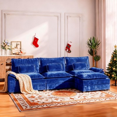 ALAUAM 116”Cloud Sectional Couches L-Shaped Sofa Deep Seat& Movable ottoman, Modern Comfort Upholstered Sofa