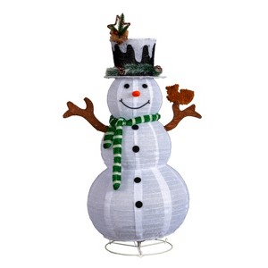 SEVOBAL 4FT Snowman and Squirrel Christmas Yard Decorations, Pull Up Snowman for Xmas Outdoor Holiday Indoor Decor, White, 33.8"*23.7"*47.2" - 1 of 4