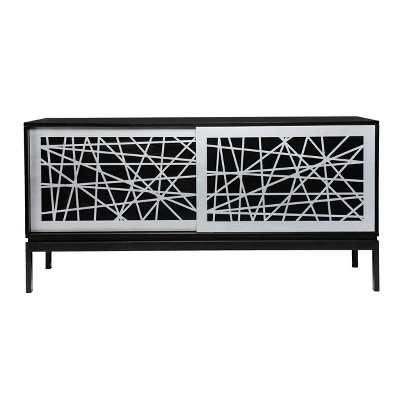 Thall Contemporary Media Cabinet Black/Silver - Aiden Lane