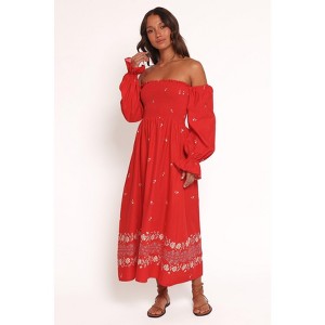 Domenica Shirred Long Sleeve Midi Dress - 1 of 4