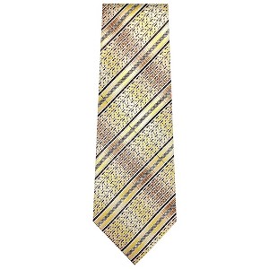 TheDapperTie Men's Brown, Black And Yellow Stripes Necktie with Hanky - 1 of 3