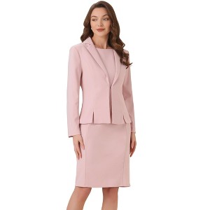 INSPIRE CHIC Women's Business Casual Sleeveless Dress and Long Sleeve Blazer Dress 2-Piece Suit Sets - 1 of 4