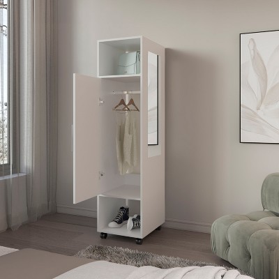 Vynxaria Modern Armoire with Full-Length Mirror