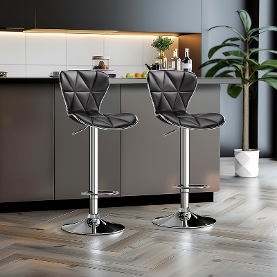 Vatros Swivel Bar Stools Upholstered Adjustable Height Counter Stools Set of 2