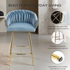 QingMoon Velvet Bar Stools, Hand Woven Counter Height Chairs Set of 2 with Wave Backrest and Adjustable Non-Slip Glides for Kitchen Island, Pub - 4 of 4