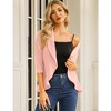 Womens Casual Blazer 3/4 Sleeve Open Front Ruffle Work Office Cardigan Suit Jacket Light Pink 2XL - 3 of 4