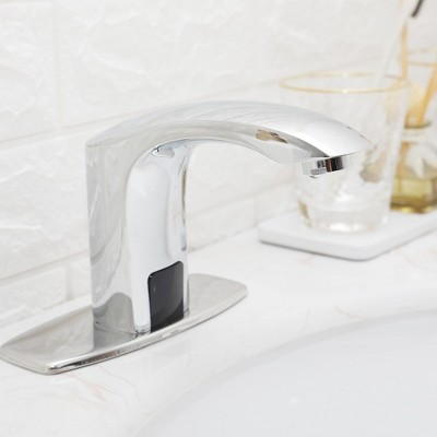 Polished Chrome Touchless Bathroom Faucet with Deck Plate