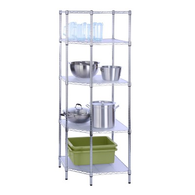 Honey-Can-Do 5 Tier Corner Shelving Unit Chrome