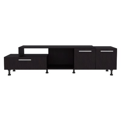 Vynxaria Contemporary Two-Tier TV Stand, Black Wengue, 69" Wide, Model for TVs up to 75"