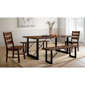Iohomes Kopec Industrial Style Dining Table 5pc Set Walnut - HOMES: Inside + Out, Brown