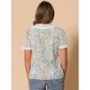 INSPIRE CHIC Women's Peter Pan Collar Lace Trim Embroidered Casual Floral Blouse - 4 of 4