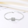 Halo Tennis Chain Bracelet for Women Adjustable Sterling Silver Pink CZ Ginger Lyne Collection - 2 of 4