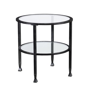Jaymes Metal/Glass Round End Table - Black - SEI - 1 of 4