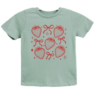 The Juniper Shop Coquette Strawberry Chart Youth Short Sleeve Tee - L - Seafoam - 1 of 4