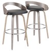 Faux Leather Padded Mid-Century Modern Barstool with Swivel and Metal Footrest for Kitchen Island or Home Bar, Set of 2 - 2 of 4