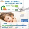 52 Inch Smart Ceiling Fan With Lights and Remote High CFM Reversible DC Bedroom Ceiling Fan 6 Wind Speeds Dimmable LED 5 Carved ABS Blades - 4 of 4
