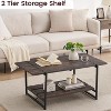 2-Tier Farmhouse 41'' Large Gray Wood Coffee Table with Storage Shelf - 4 of 4