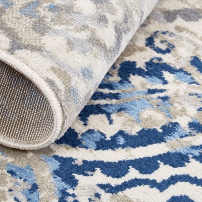 Ultra-Soft Ivory & Blue Moroccan-Inspired Washable Rug
