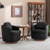 Oversized Swivel Chairs Barrel Armchair Linen Swivel Accent Chair For Living Room Swivel Occasional Chair With Solid Wood Base-Maison Boucle‎ - 3 of 4