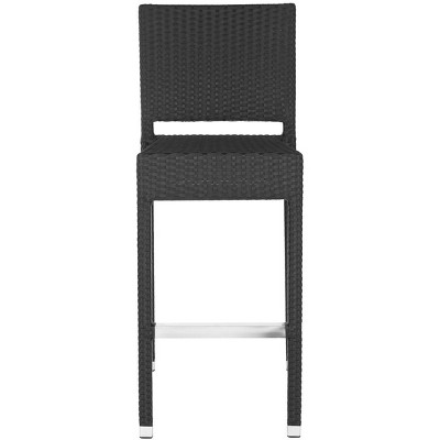 Bethel Black Wicker and Aluminum Bar Stool