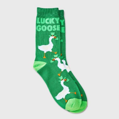 Women's 'Lucky Goose' St. Patrick's Day Crew Socks - Green 4-10