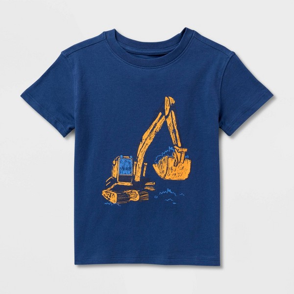 Camiseta de Manga Corta para Niño Pequeño con Gráfico de Excavadora - Cat & Jack™ Azul Marino 2