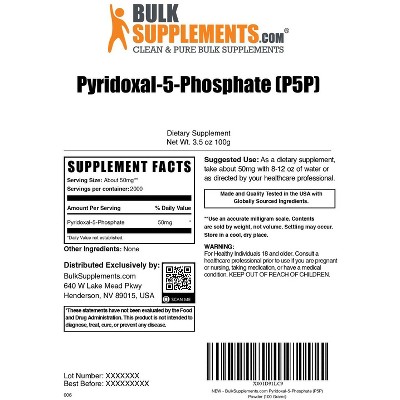 BulkSupplements Pyridoxal-5-Phosphate (P5P) Powder
