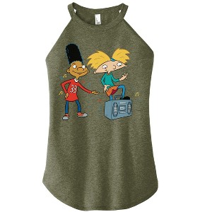 Women's - Hey Arnold! - HA Air Guitar Graphic High Neck Tank - 1 of 3