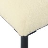 Square Metal Ottoman Cream Faux Sheepskin - HomePop: Matte Black Base, Living Room Seating - 4 of 4