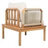 1 Piece Acacia Wood Rope Weave Outdoor Club Chair with Deep Seat, Patio Lounge Chair with Water-Repellent Cushions for Garden Balcony-Coolbibila - 3 of 4