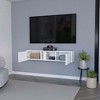 2-Door Floating TV Stand, Wall-Mounted, Compact Design with Concealed Storage and Open Shelf - 2 of 4
