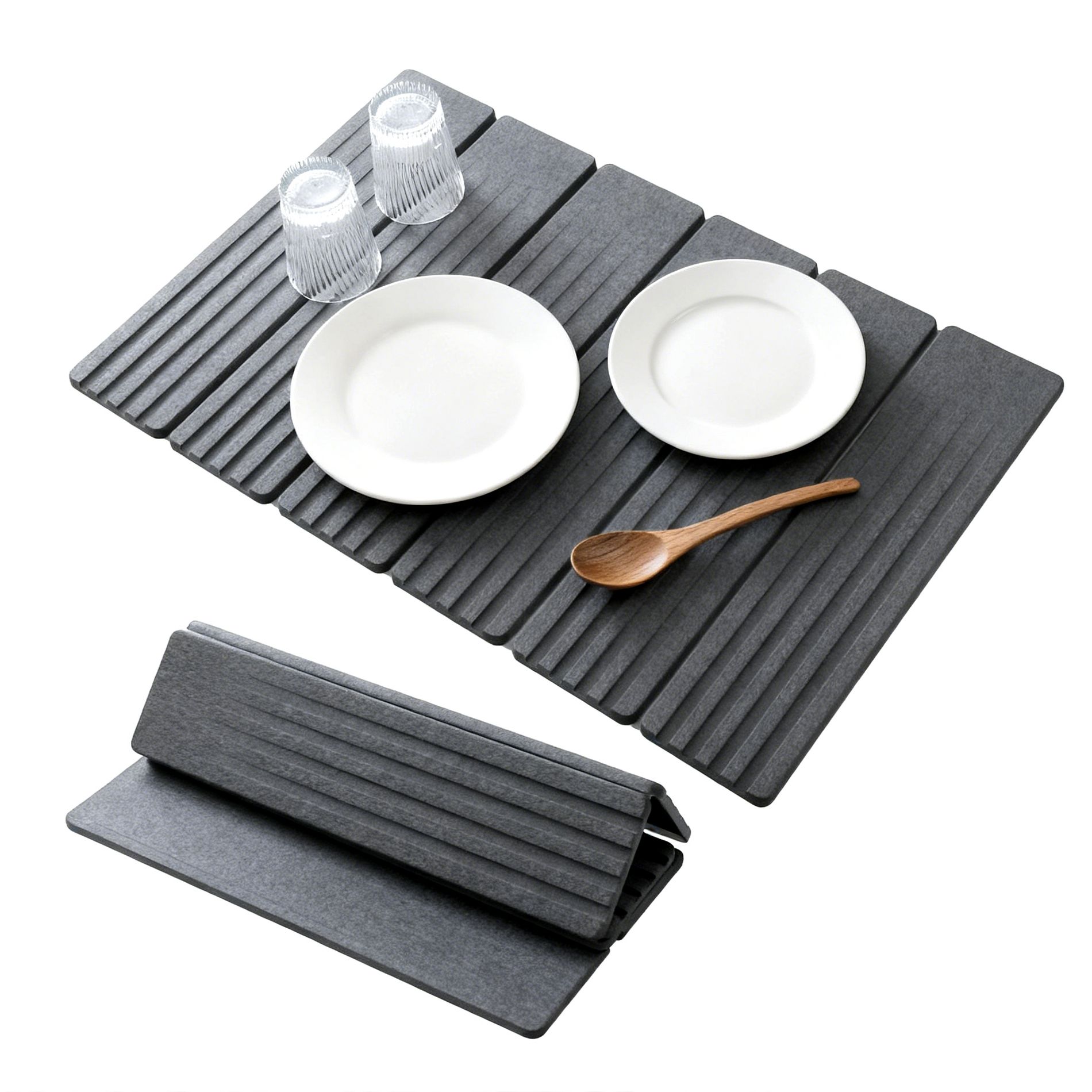 Drying Mat, Foldable Stone Drying Mat for Kitchen Counter with Diatomaceous Earth, Quick Dry Absorbent Pad for Dishes, Cups, Utensils