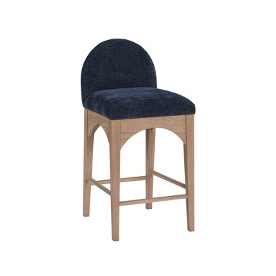Meridian Furniture,Waldorf Navy Chenille Fabric Stool