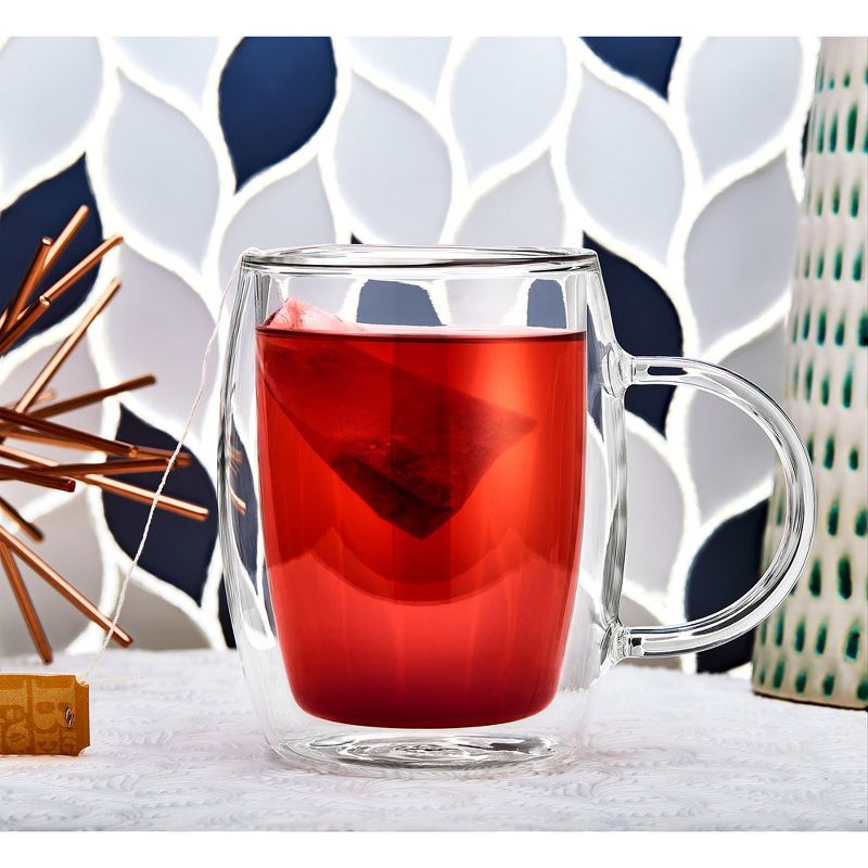 JoyJolt Aroma Double Walled Insulated Glasses - Set of 2 Double Wall Coffee Tea Glass Mugs - 13.5 oz, 5 of 9