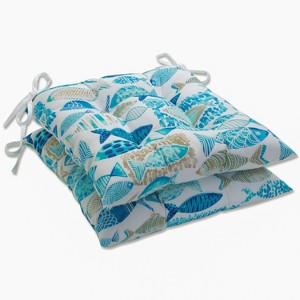 18.5"x19" Hooked Nautical 2pc Outdoor Seat Cushion Set - Pillow Perfect - 1 of 4